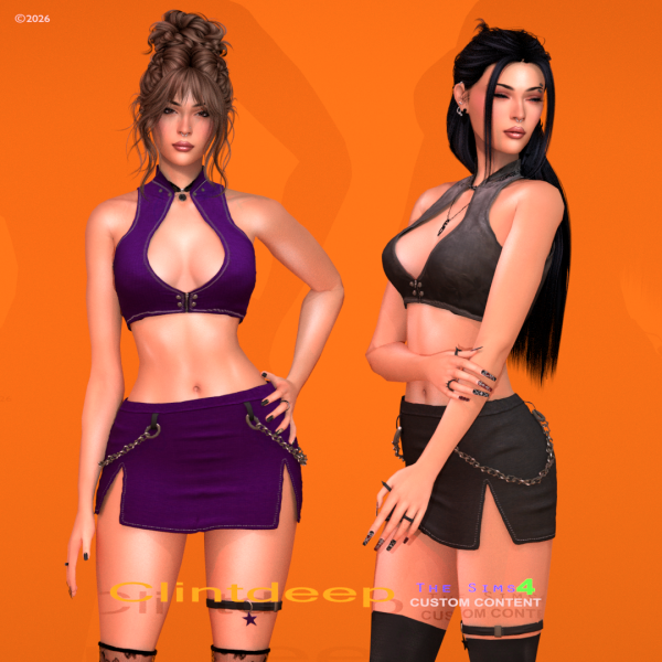 Alpha Clintdeep Victoria High Collar Crop Top Skirts by clintdeep - The Sims 4 Custom Content