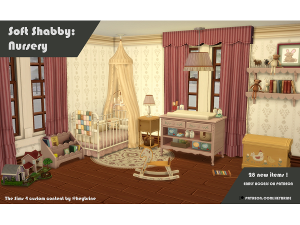 Maxis Match Soft Shabby Nursery by HeyBrine - The Sims 4 Custom Content