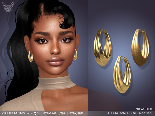 Alpha Latisha Oval Hoop Earrings by feyona - The Sims 4 Custom Content