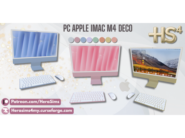 Alpha Apple iMac PC deco - The Sims 4 Custom Content