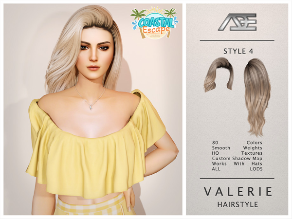 Alpha Valerie Hairstyle Style 4 by Ade_Darma - The Sims 4 Custom Content
