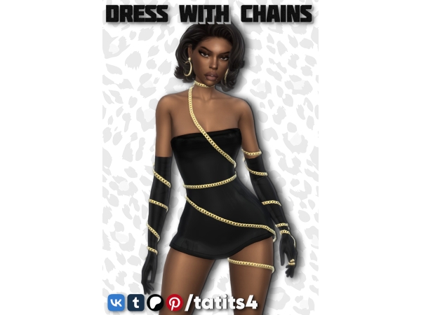 Alpha Dress with a chain on the body and arms - The Sims 4 Custom Content