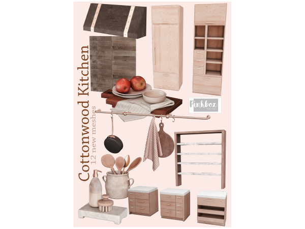 Alpha Cottonwood Kitchen by Pinkboxdesign - The Sims 4 Custom Content