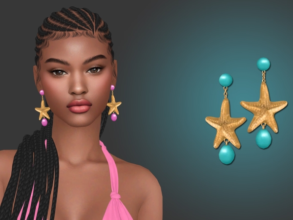 Alpha Kira starfish earrings - The Sims 4 Custom Content