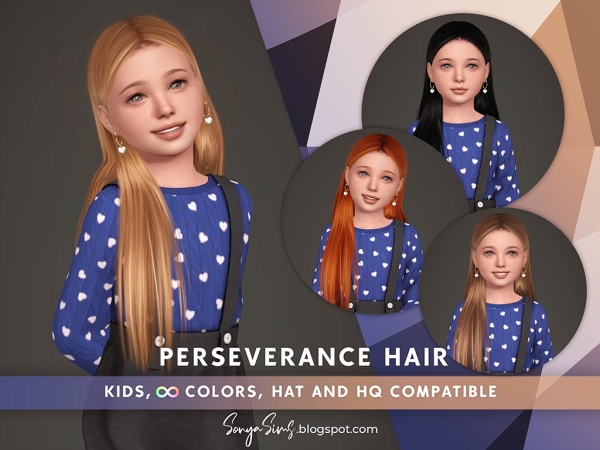 Alpha Perseverance Hair (No bangs) Kids - The Sims 4 Custom Content