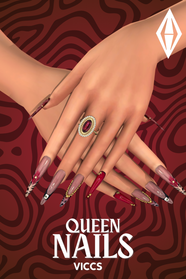 Mix VICCS_ QUEEN NAILS (TEEN ELDER) by viccs - The Sims 4 Custom Content