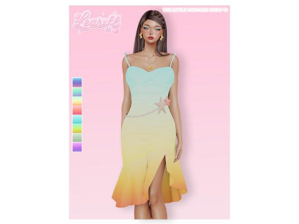 Alpha 1 Full Body The Little Mermaid Dress V1 by Learxfl - The Sims 4 Custom Content