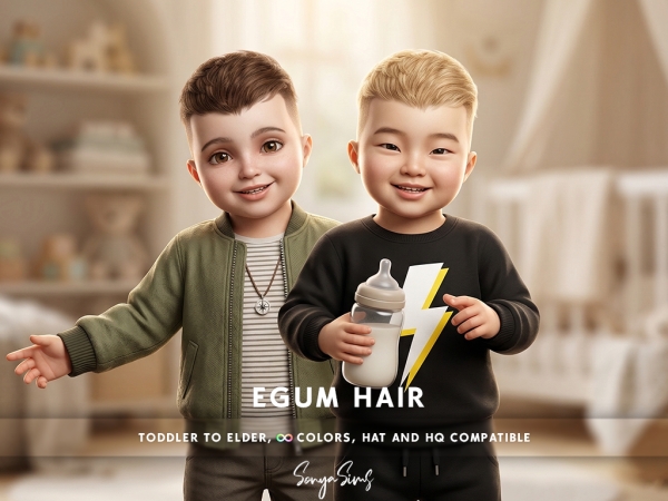 Alpha Egum Hair for Kids and Toddlers - The Sims 4 Custom Content