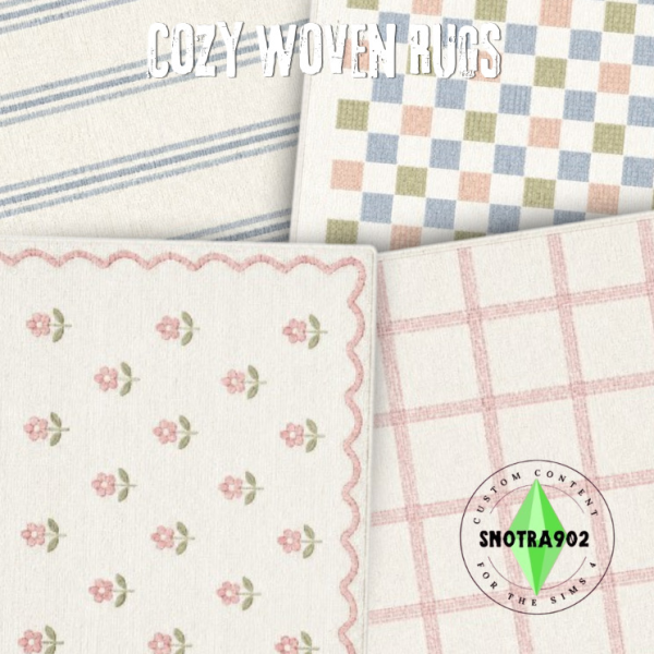 Alpha Cozy Woven Rugs by simsfinds - The Sims 4 Custom Content