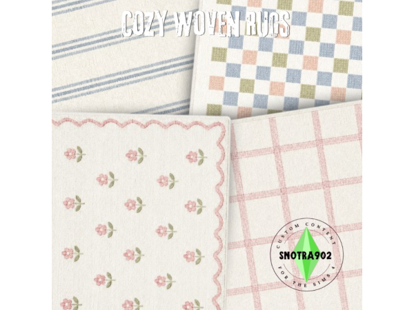 Alpha Cozy Woven Rugs by Snotra902 - The Sims 4 Custom Content