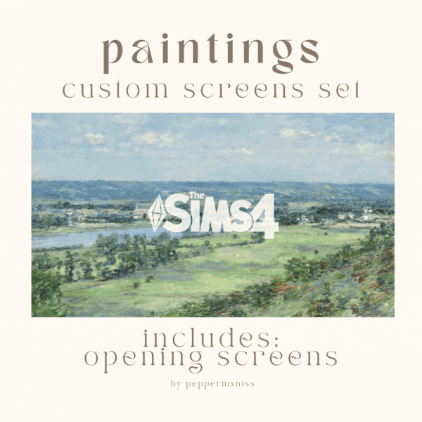 Mix Paintings Custom Screens Set by simsfinds - The Sims 4 Custom Content