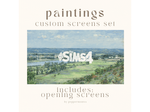 Mix Paintings Custom Screens Set by peppermxntss - The Sims 4 Custom Content