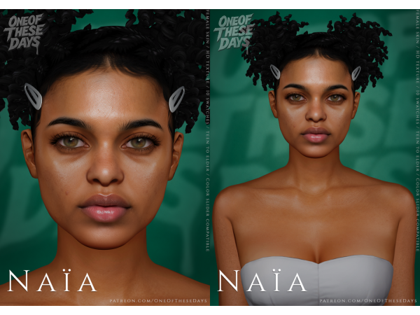 Alpha Naïa SKINSKINOVERLAYBODYSKIN facemask lipstick tray files - The Sims 4 Custom Content
