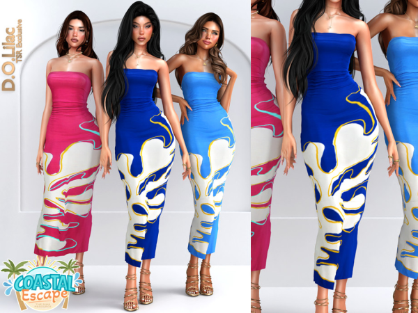 Alpha Coastal Wave Dress - The Sims 4 Custom Content