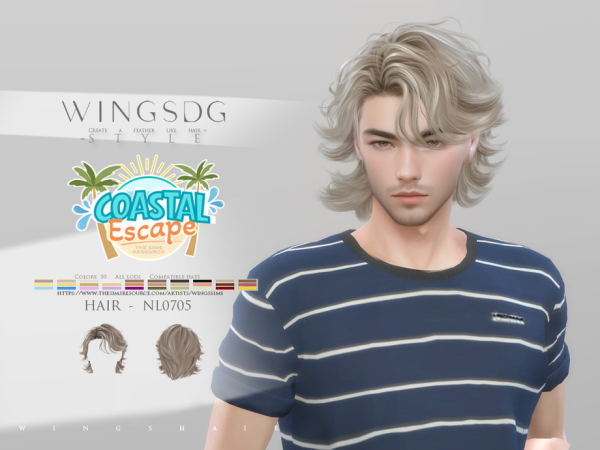 Alpha WINGS HAIR Short curly hair by wingssims - The Sims 4 Custom Content