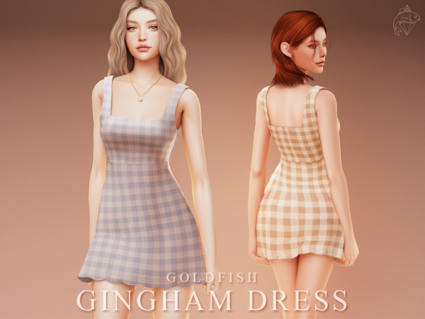Mix Gingham Dress by GoldFishSims - The Sims 4 Custom Content