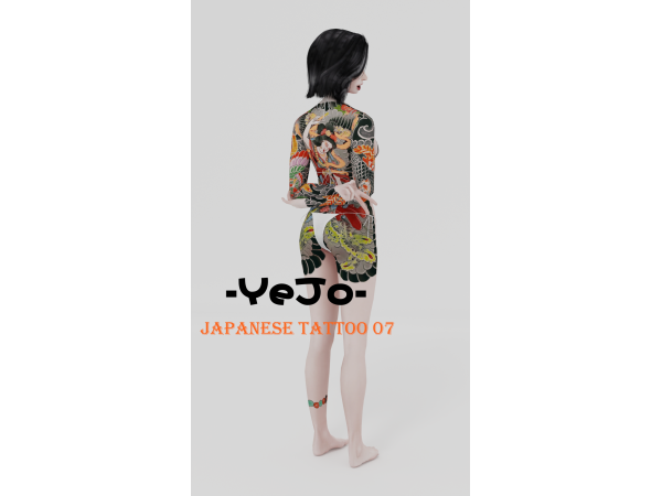 Mix apanese tattoo 07 by YeJoslais - The Sims 4 Custom Content