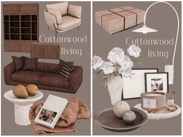 Alpha Cottonwood living by Pinkboxdesign - The Sims 4 Custom Content