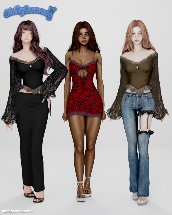 Alpha Dark Lace Set by ohmybunnny2 - The Sims 4 Custom Content