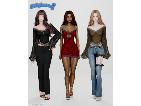 Alpha Dark Lace Set - The Sims 4 Custom Content