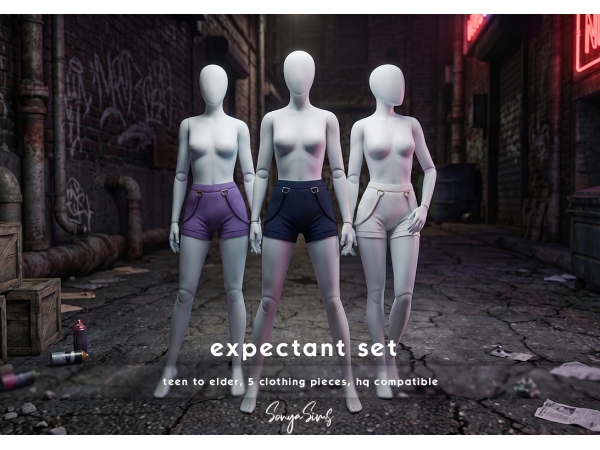 Alpha EXPECTANT SET Faux Leather Short - The Sims 4 Custom Content