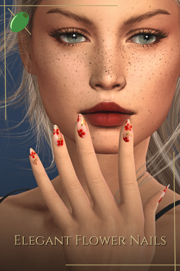 Alpha Elegant Flower Nails by pitted0live - The Sims 4 Custom Content