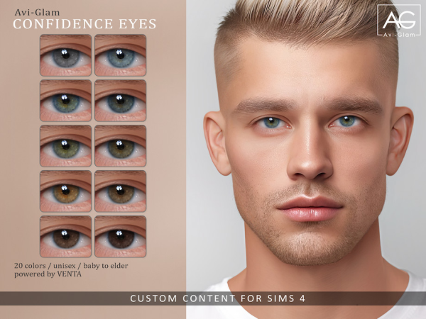 Alpha Avi Glam Confidence Eyes by VentaStudio - The Sims 4 Custom Content