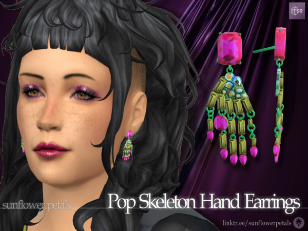 Mix Pop Skeleton Hand Earrings - The Sims 4 Custom Content