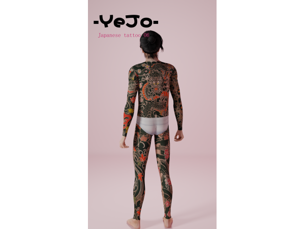Mix Japanese tattoo 06 by YeJoslais - The Sims 4 Custom Content