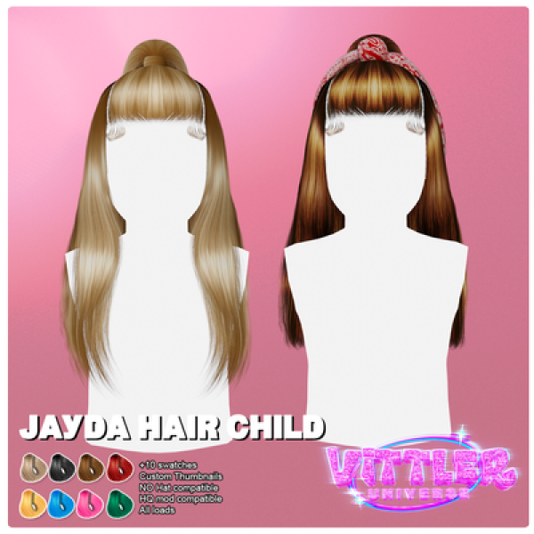 Alpha Jayda Child Hair by simsfinds - The Sims 4 Custom Content
