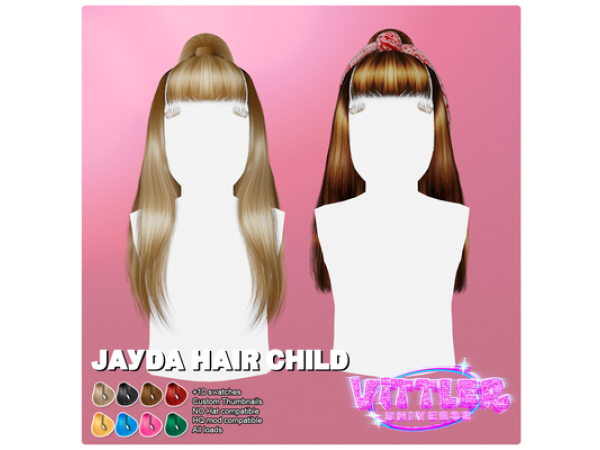 Alpha Jayda Child Hair by VittlerUniverse - The Sims 4 Custom Content