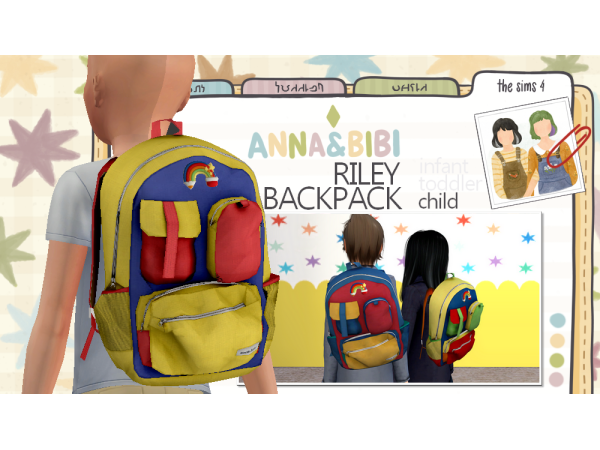 Mix Riley Backpack CHILD [AnnaBibi] - The Sims 4 Custom Content