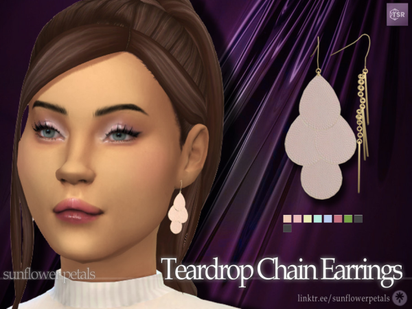 Mix Teardrop Chain Earrings - The Sims 4 Custom Content