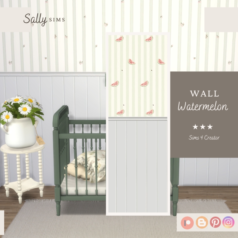 Alpha Wall WATERMELON by sally4sims - The Sims 4 Custom Content
