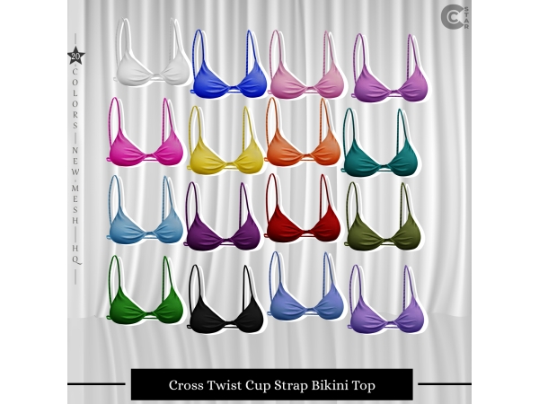 Alpha Cross Twist Cup Bikini Top cool_content_star - The Sims 4 Custom Content