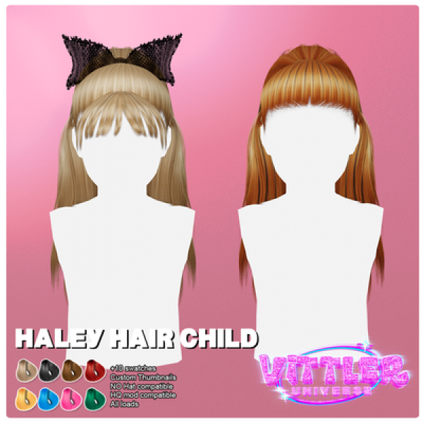 Alpha Haley Child Hair by simsfinds - The Sims 4 Custom Content