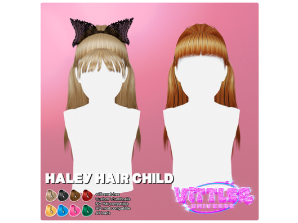Alpha Haley Child Hair by VittlerUniverse - The Sims 4 Custom Content