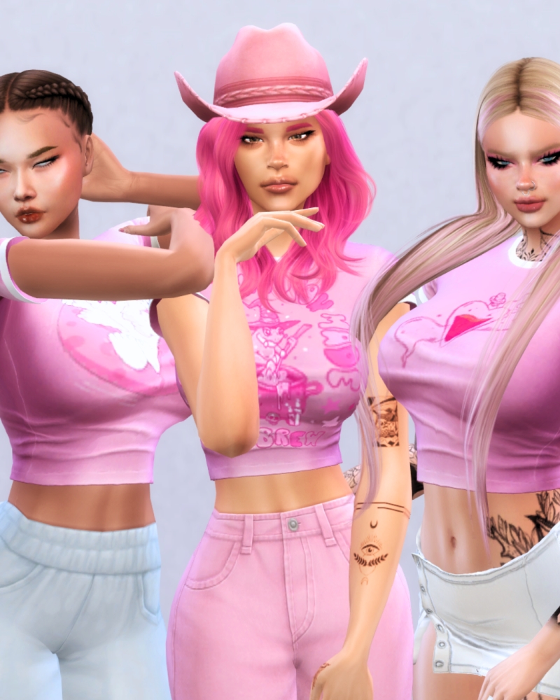 Alpha T SHIRT PINK by bysimsofc - The Sims 4 Custom Content