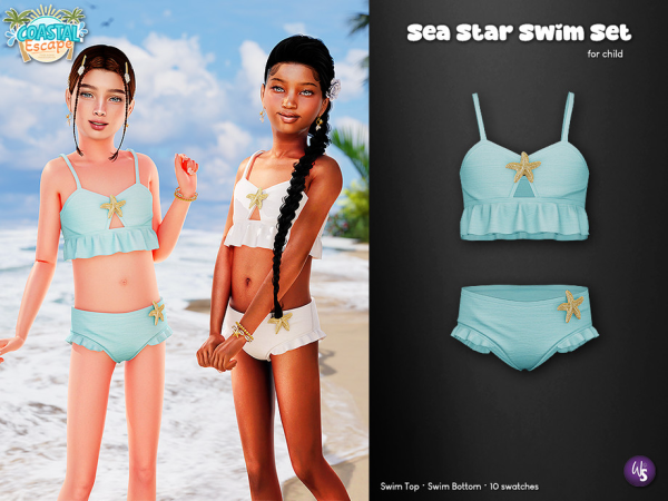 Alpha Sea Star Swim Set for child by WisteriaSims - The Sims 4 Custom Content