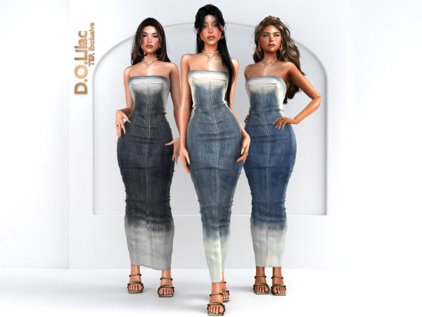 Alpha Strapless Denim Dress - The Sims 4 Custom Content