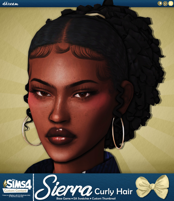 Maxis Match Sierra Curly Hair by simsfinds - The Sims 4 Custom Content