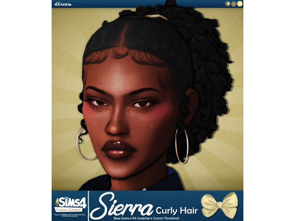 Maxis Match Sierra Curly Hair by dhream - The Sims 4 Custom Content