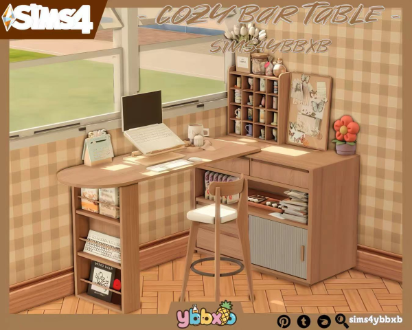 Maxis Match ybbxb Vintage bar table by simsfinds - The Sims 4 Custom Content