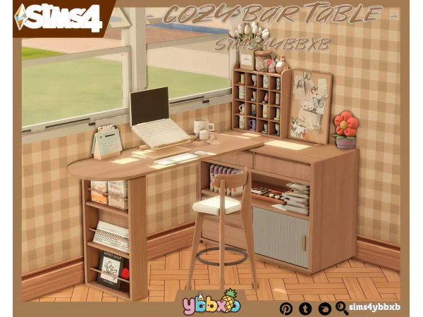 Maxis Match ybbxb Vintage bar table - The Sims 4 Custom Content