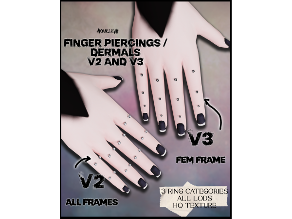 Maxis Match Finger piercingsdermals 2 and 3 by atomiclight - The Sims 4 Custom Content