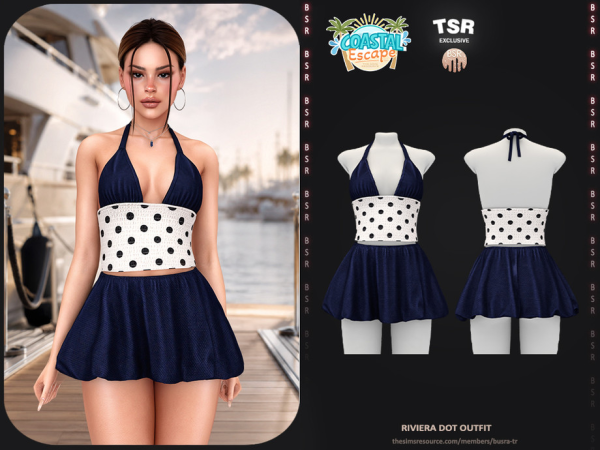 Alpha SET Riviera Dot Outfit - The Sims 4 Custom Content