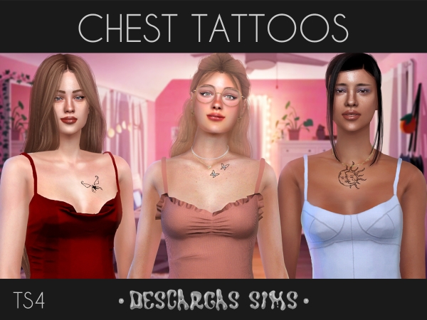 Alpha Chest Tattoos HQ - The Sims 4 Custom Content
