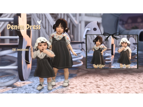 Mix Denim dress - The Sims 4 Custom Content