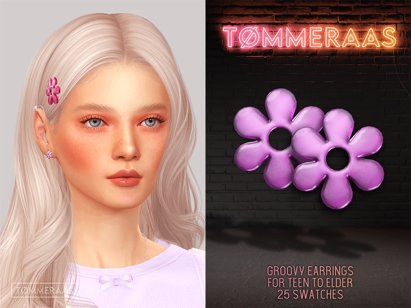 Alpha TØMMERAAS Groovy Earrings for Teen to Elder - The Sims 4 Custom Content