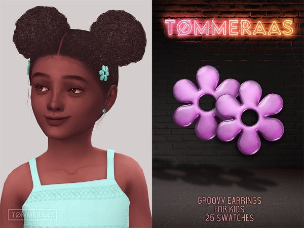 Alpha TØMMERAAS Groovy Earrings for Kids - The Sims 4 Custom Content